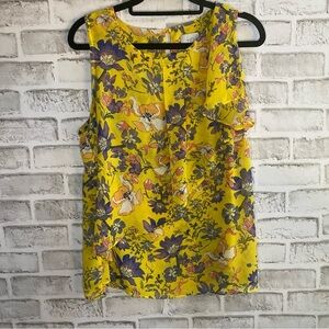 Anthropologie HD Paris Yellow Floral Tank Top